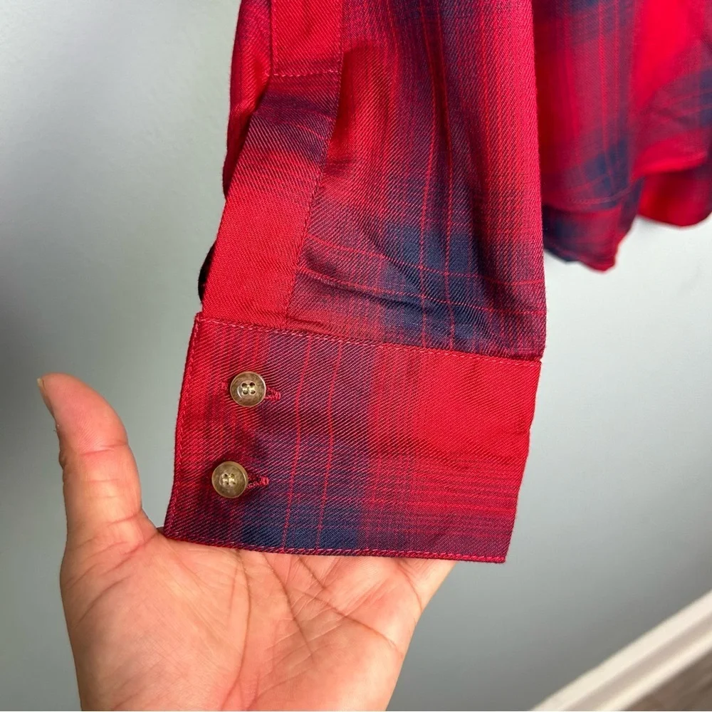 NWT stich fix Tinsel rayon blend plaid long sleeve button down shirt S relaxed